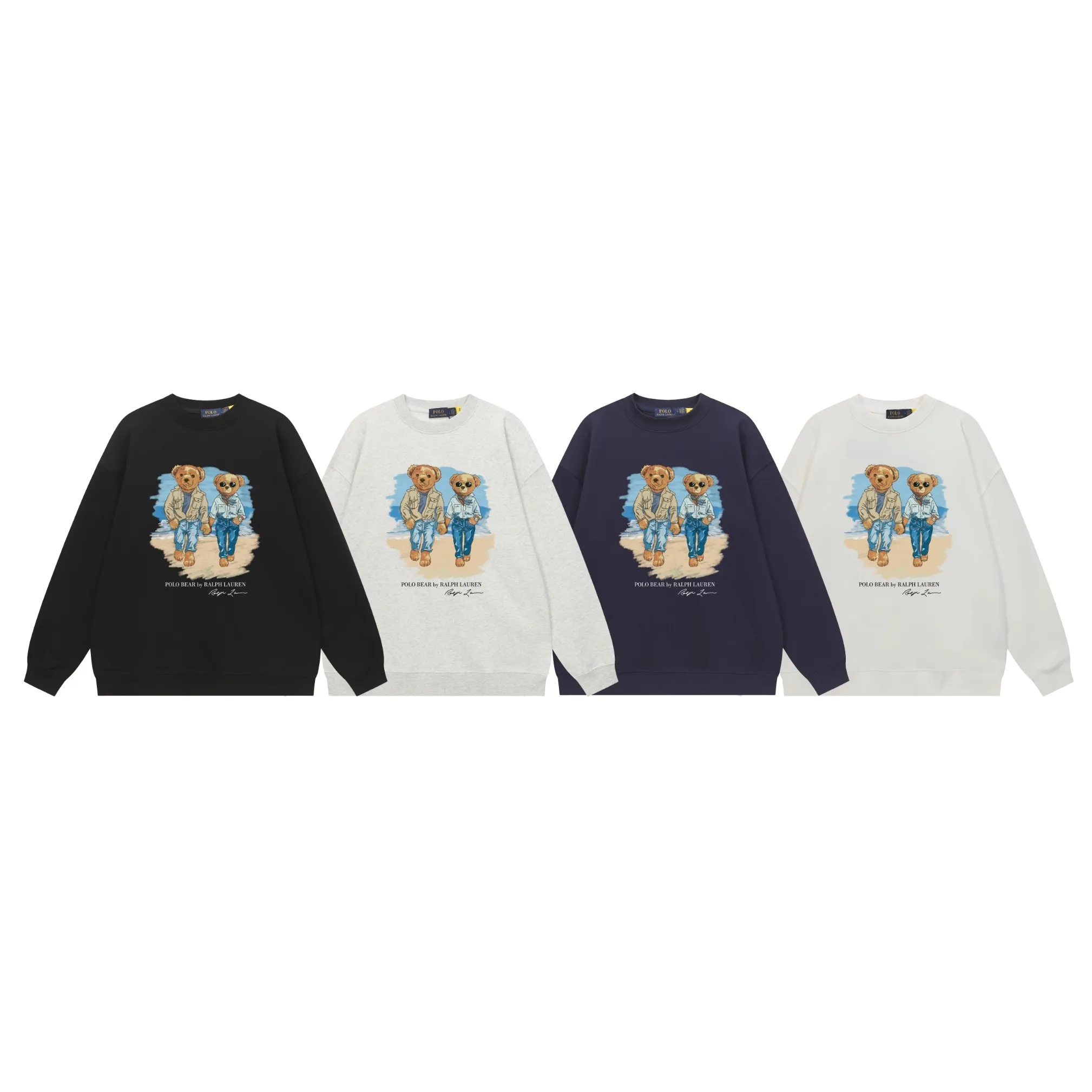 P200 Long-term stock] RalphLauren/Ralph Lauren 2025 autumn and winter new bear letter print 420g heavy large terry sweatshirt Ralph Lauren's age-reducing item, the coat fabric is made of 85% cotton ➕15% polyester, which not only retains the softness, comfort and breathability of cotton, but also adds the wear resistance and wrinkle resistance of polyester fiber, making the clothes more durable and easy to care for. Even in slightly cooler weather, you won't feel stuffy when wearing it. This kind of fabric has a natural crisp feel and is not easy to pill or deform. The bear on the chest is printed with English letters. It is full of color, full of three-dimensionality, and lifelike, adding a bit of liveliness and interest to the whole sweatshirt. There is no pressure to dress, regardless of age or gender. Complete accessories! Color: black, white, navy blue, light floral gray Size: M-L-XL-XXL